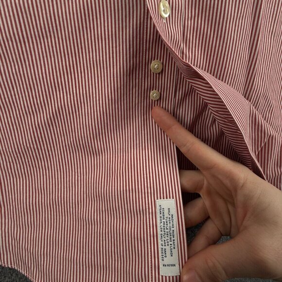 Brooks Brothers Red Non-Iron Button-Down 17.5 34/35 Slim Striped Cotton Shirt - Picture 12 of 14